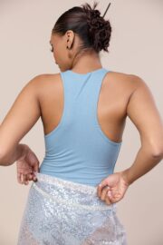 Plunging body suit. - Blue - Image 2