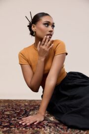 crew neck crop top - Yellow