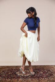 Crew Neck crop Top - Blue - Image 2