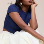 Crew Neck crop Top - Blue