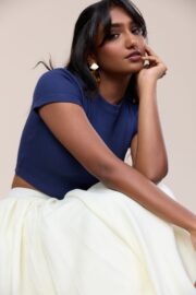 Crew Neck crop Top - Blue