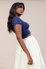 Crew Neck crop Top - Blue - Image 3