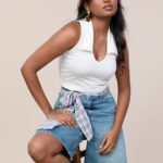 Semi Crop top with Collar - Off White