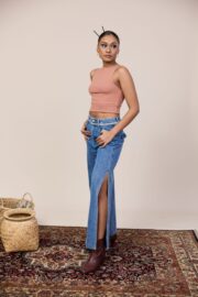 Boat Neck Rib Top - Nude - Image 2