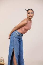 Boat Neck Rib Top - Nude