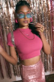 Crew Neck crop Top - pink